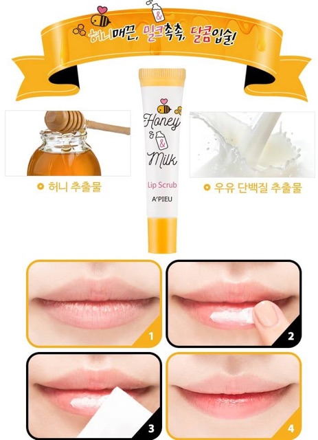 Tẩy da chết môi A'pieu Honey Milk Lip Scrub | BigBuy360 - bigbuy360.vn