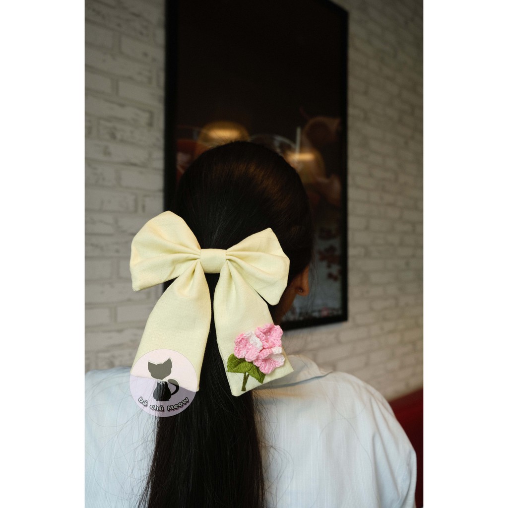 Nơ Cột Tóc Đính Hoa - Nơ Cột Tóc Thêu Tay - Nơ Cột Tóc Tiểu Thư