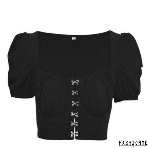 Áo croptop nữ tay ngắn nhún bèo quyến rũ