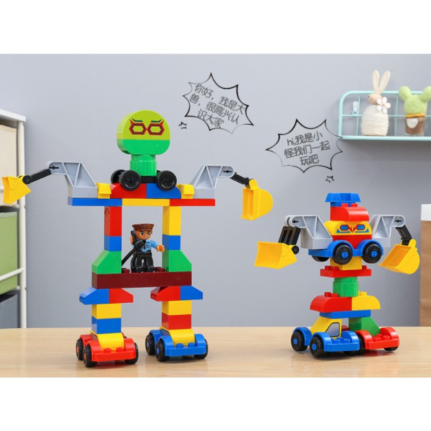 Bộ lắp ráp 168 chi tiết, lego các loại phương tiện giao thông, tương thích lego duplo