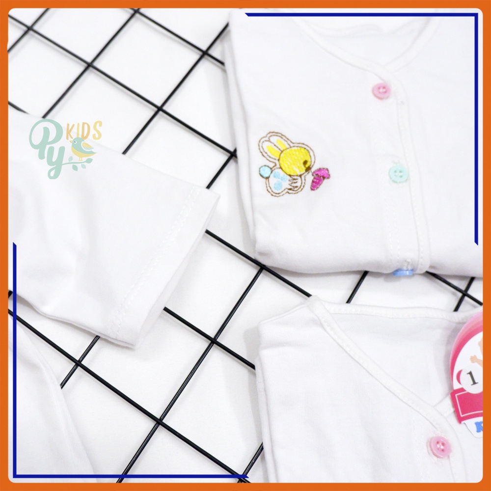 Áo cổ tim sơ sinh hình thêu Bibo cotton 100% tay ngắn-tay dài cho bé từ 3-15 kg