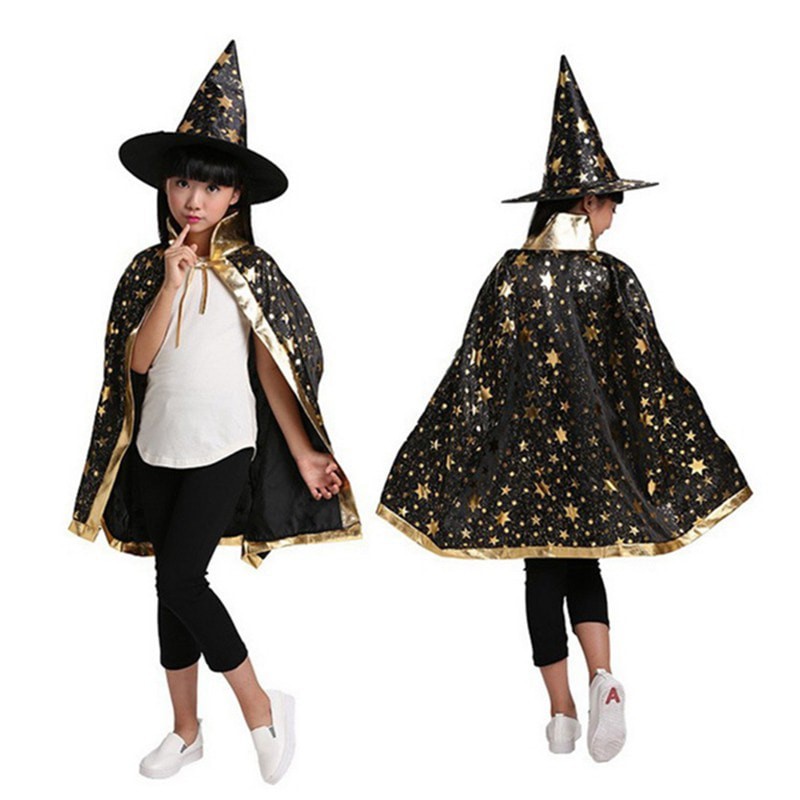 Bộ áo choàng Halloween - Loại 1 dày - Set áo choàng + nón phù thủy cho bé