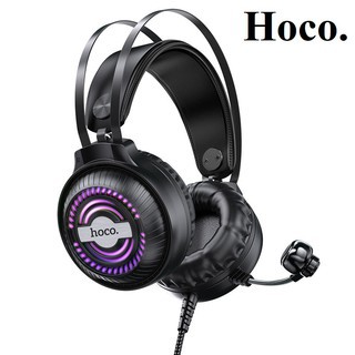 Tai nghe chụp tai có mic game hoco W101,w102 điều chỉnh âm lượng chơi game liên quân trên PC máy tính điện thoại laptop