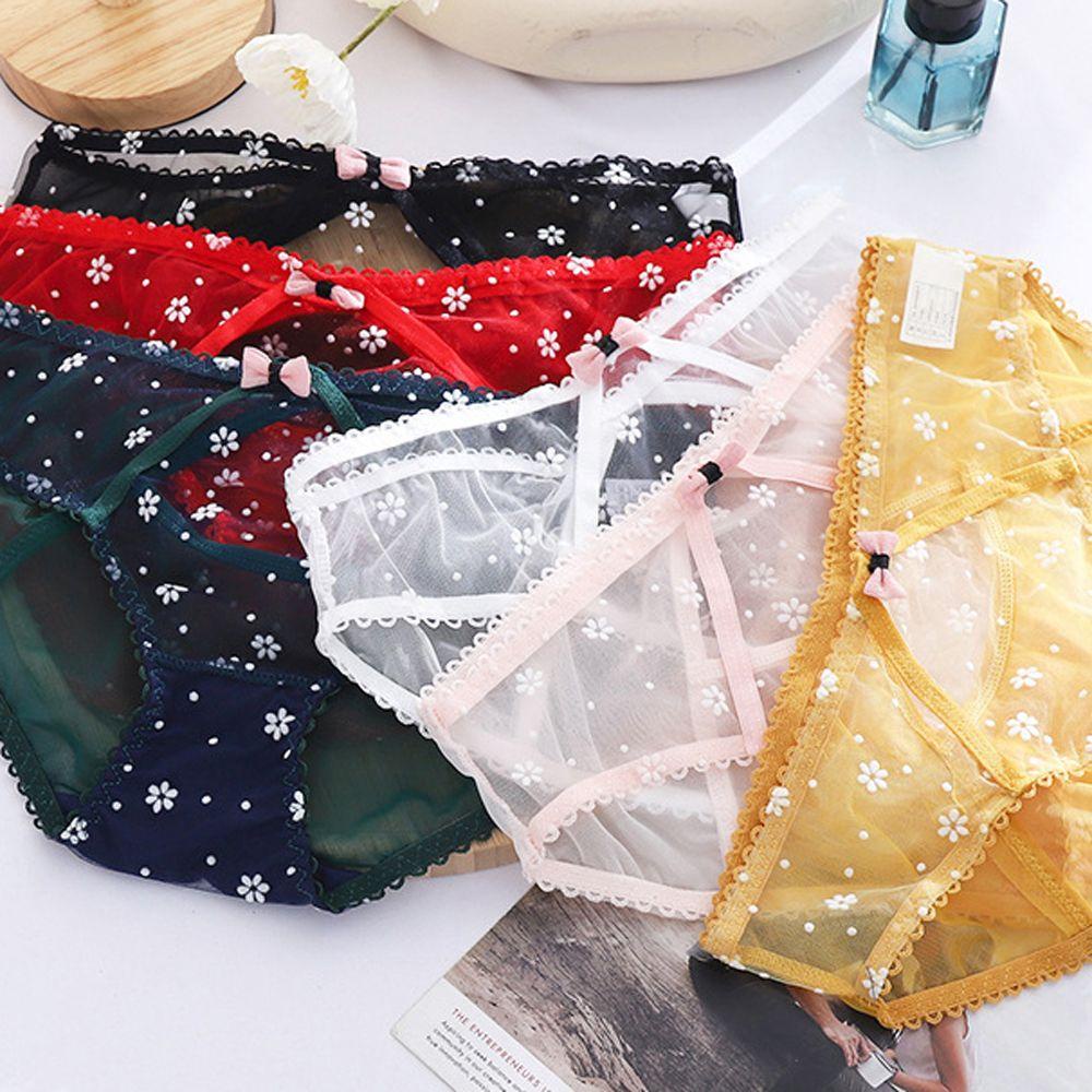 OCEANMAP Quần Lót Thoáng Khí Màu Trơn Khoét Rỗng Đơn Giản Dễ Thương Gợi Cảm Cho Nữ