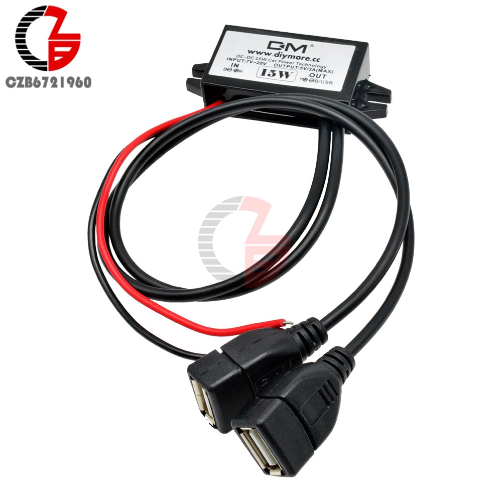 DC-DC 12V to 5V 3A Step Down Power Converter Adapter Inverter Dual USB Step-down Over Current Voltage Short Circuit Protection | BigBuy360 - bigbuy360.vn