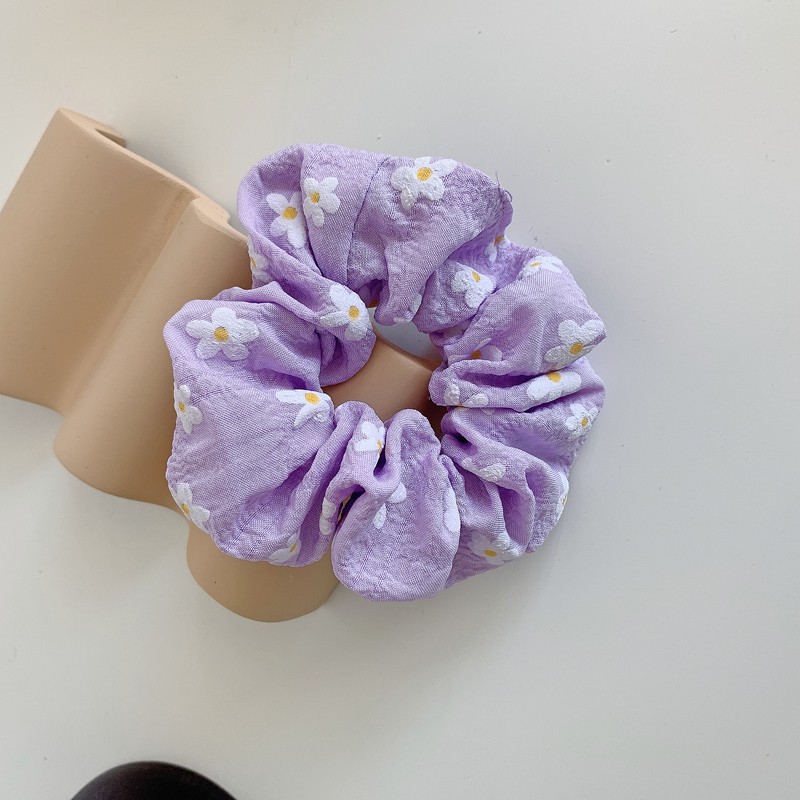 Giao ngẫu nhiên_Dây cột tóc Scrunchies họa tiết hoa cúc trắng dễ thương