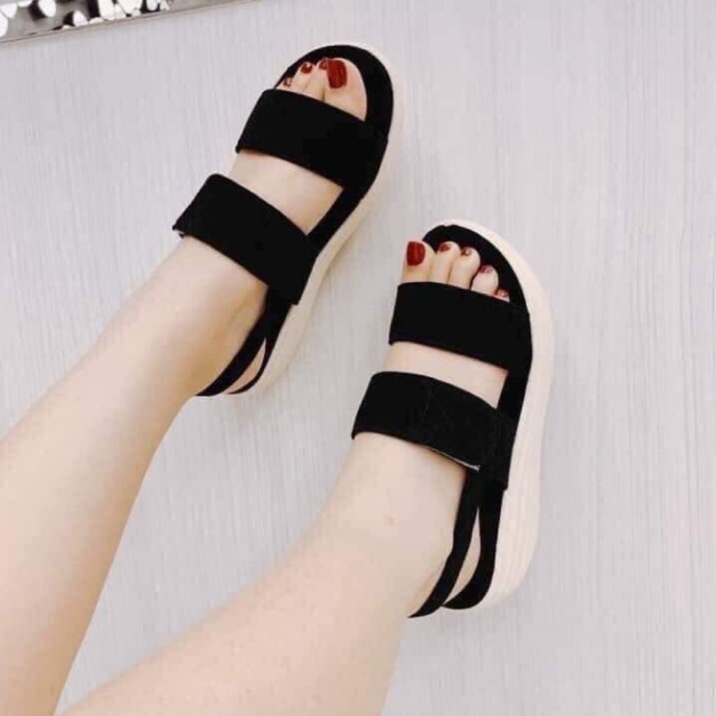 Dép Sandal Nữ Đế Bánh Mì 5cm , Dép Đế Xuồng Quai Ngang Siêu Nhẹ - FreeShip kèm Quà Tặng