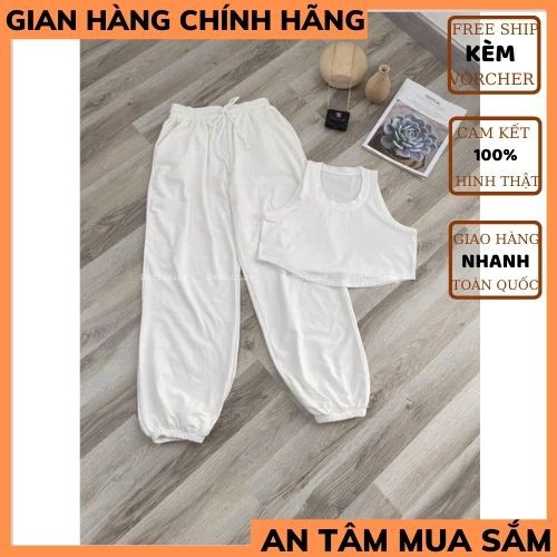 Sét bộ thể thao unisex 🍀áo croptop nữ kèm quần jogger chất thun co dãn ,ulzzang phong cách hàn quốc XƯỞNG MAY TIT COJ 2