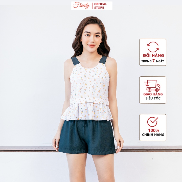 [Mã BMBAU50 giảm 7% đơn 99K] Đồ ngủ nữ Freedy trắng in hoa nhí - BH1247