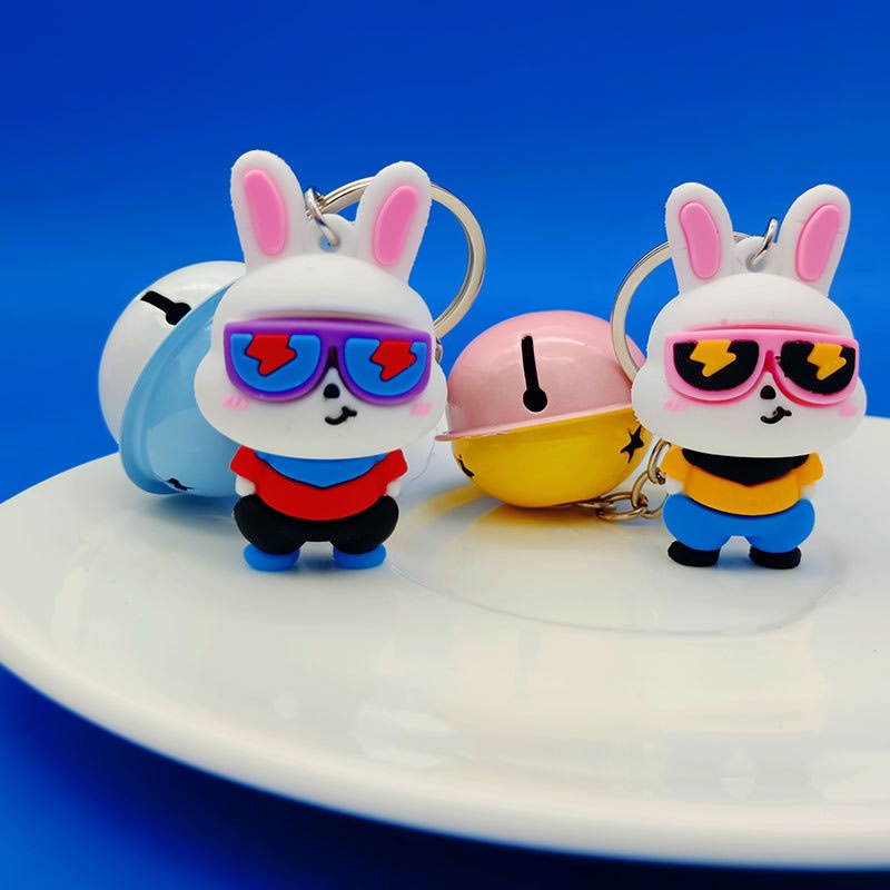 [ HCM ] Móc khoá thỏ đeo kính dùng treo balo , móc khoá ko bị thất lạc