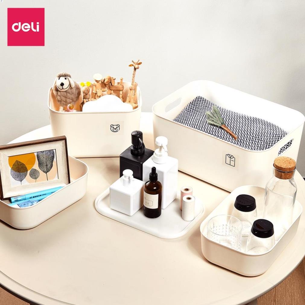 Hộp đựng mỹ phẩm Deli - Cỡ nhỏ để bàn, đa năng, nhựa cao cấp, có tay cầm, nắp đậy, đơn giản VS456/VS547/VS458