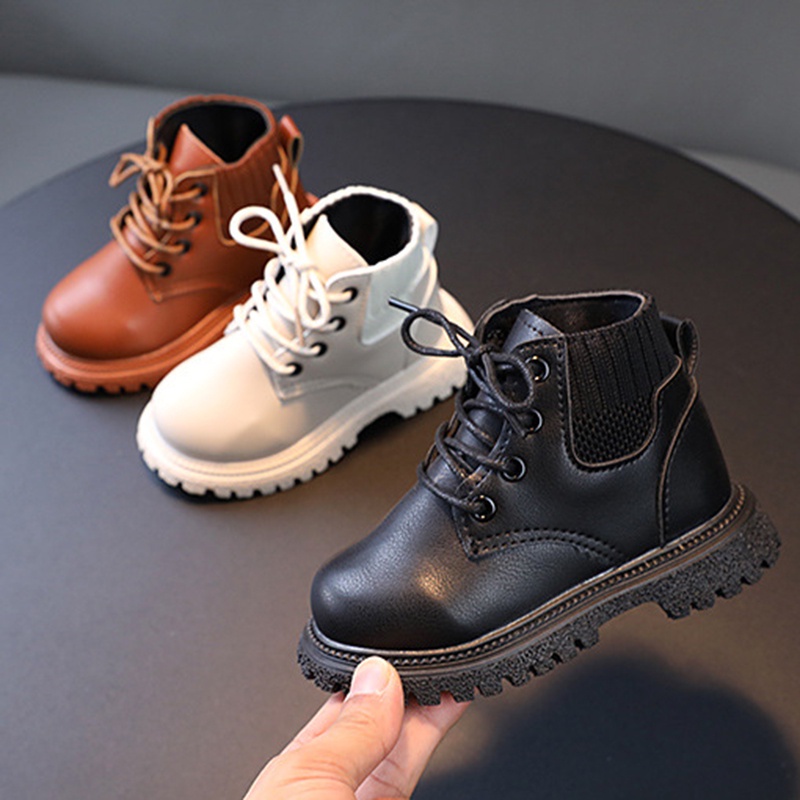 Giày Bốt Martin Cổ Thấp Phối Khóa Kéo Bên Hông Thời Trang Anh Quốc Cho Bé