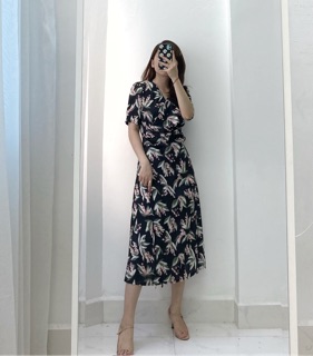 [Ảnh thật] Váy hoa dáng kimono (2 màu)