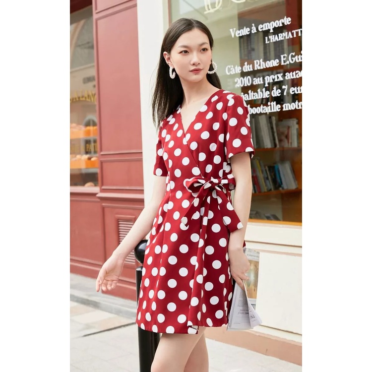 Vero Moda Đầm Chấm Bi Ngắn Tay Cổ Chữ V Cho Nữ 32126Z052