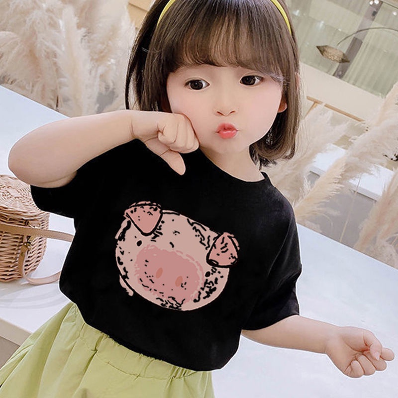 Áo Thun Tay Lỡ Vải cotton Họa Tiết Hoạt Hình Dễ Thương Cho Bé Gái