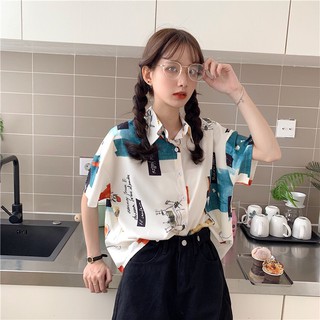 Áo sơ mi nữ ngắn tay có cổ thời trang Hàn Quốc