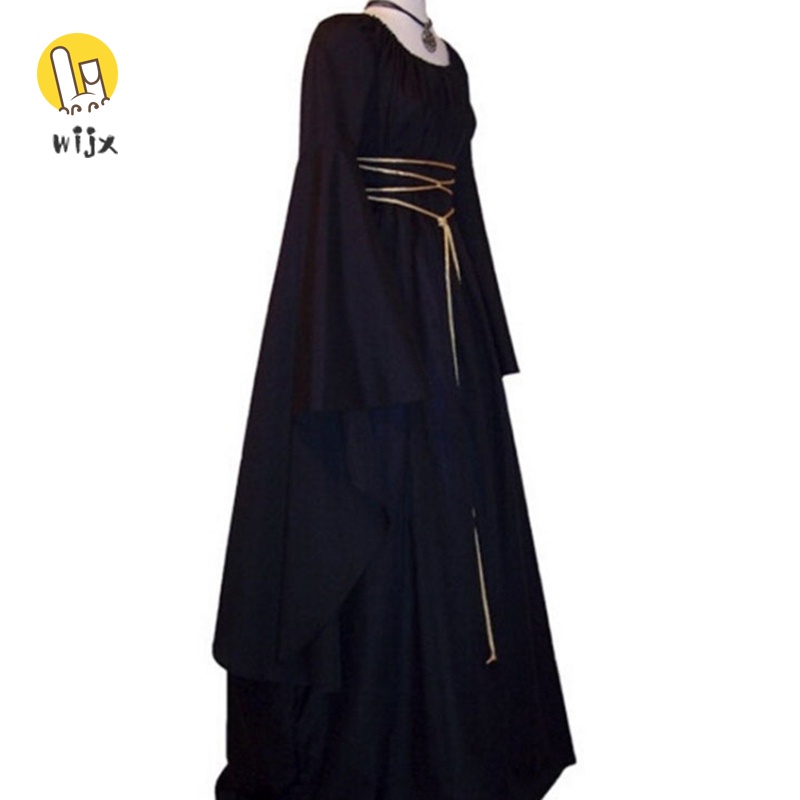 Đầm maxi tay dài cổ tròn thắt dây phong cách Gothic cổ điển thời trung cổ cho nữ | BigBuy360 - bigbuy360.vn
