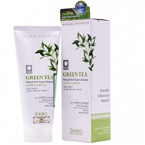 Sữa rửa mặt nam xóa mụn, dưỡng trắng da trà xanh DABO GREEN TEA FOAM CLEANSER Hàn quốc 180ml/Hộp - MẪU MỚI