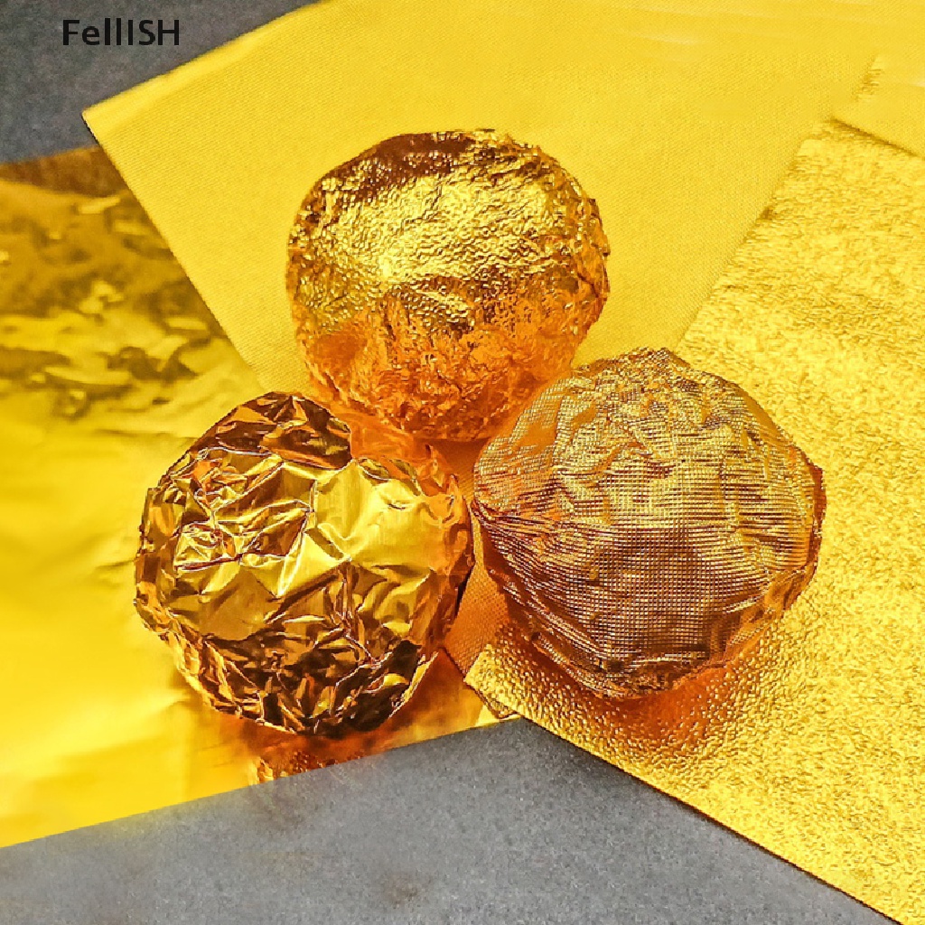 [Felli] Set 100 Tờ Giấy Nhôm Gói Kẹo Sô Cô La Màu Vàng 439br