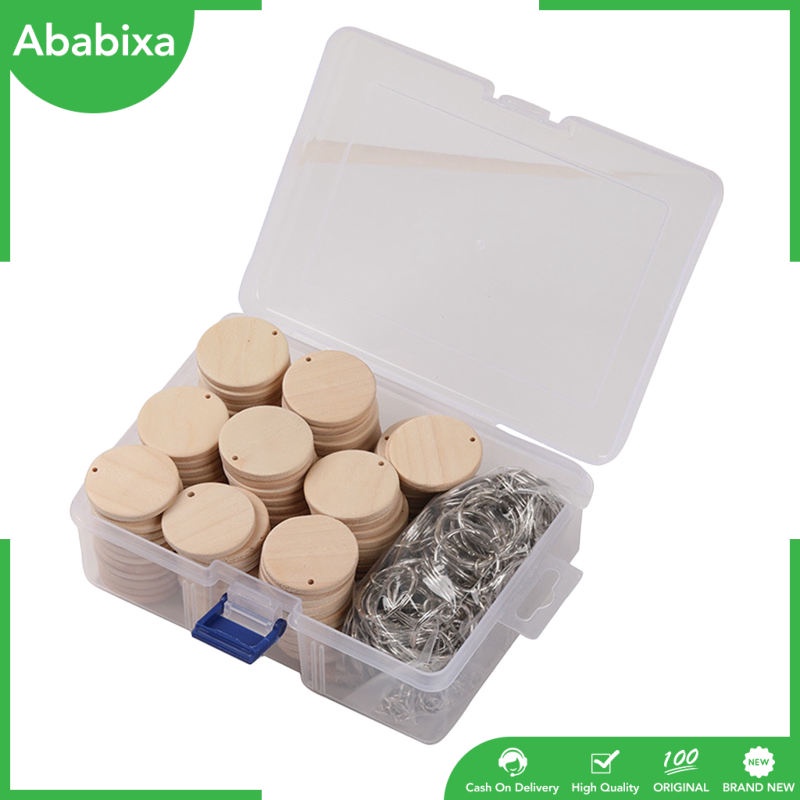 Set 100 miếng gỗ trơn tự nhiên chưa hoàn thành 1/ 2 lỗ có móc khóa DIY