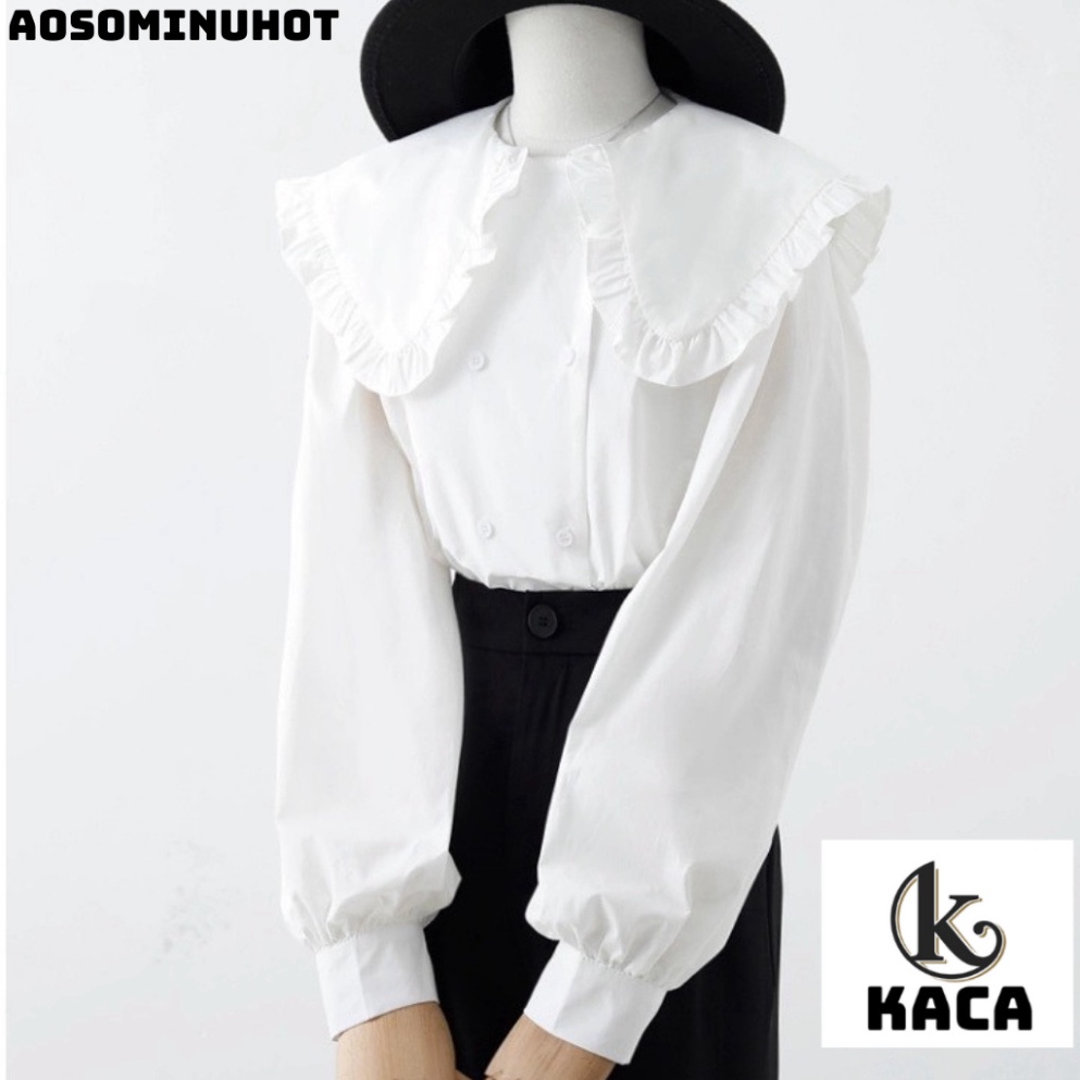 áo babydoll trắng tiểu thư cổ bèo ullzang hàng QC A 290 kaca.design