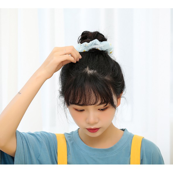 Dây buộc tóc, cột tóc vải scrunchies HOA CÚC thêu siêu đẹp