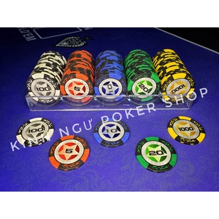 Chip poker lẻ, phỉnh poker lẻ cao cấp NGÔI SAO Casino Pocker đất nung lõi thép 14,5g
