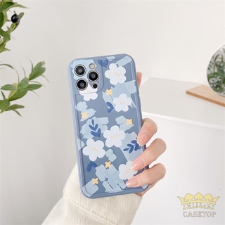 Ốp điện thoại TPU mềm họa tiết hoa kiểu vuông bảo vệ ống kính camera cho iPhone 12Pro 12 11ProMax 7 8 Plus XR X XS MAX 