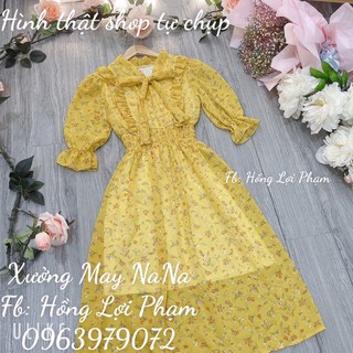 Đầm maxi hoa nhí cột nơ (hình thật - video)