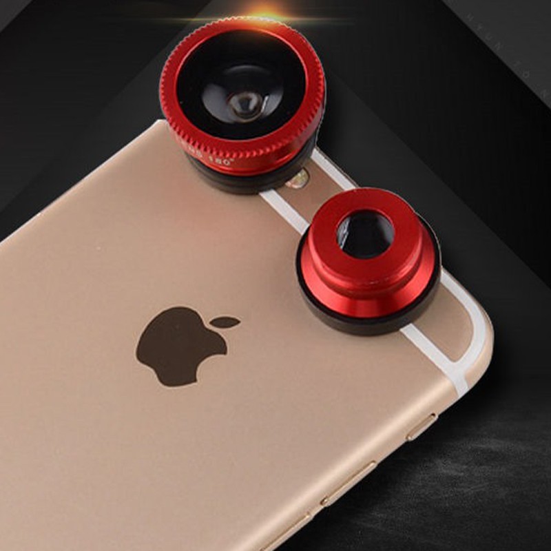 Ống Kính Fisheye Góc Rộng 3 Trong 1 Cho Iphone Samsung