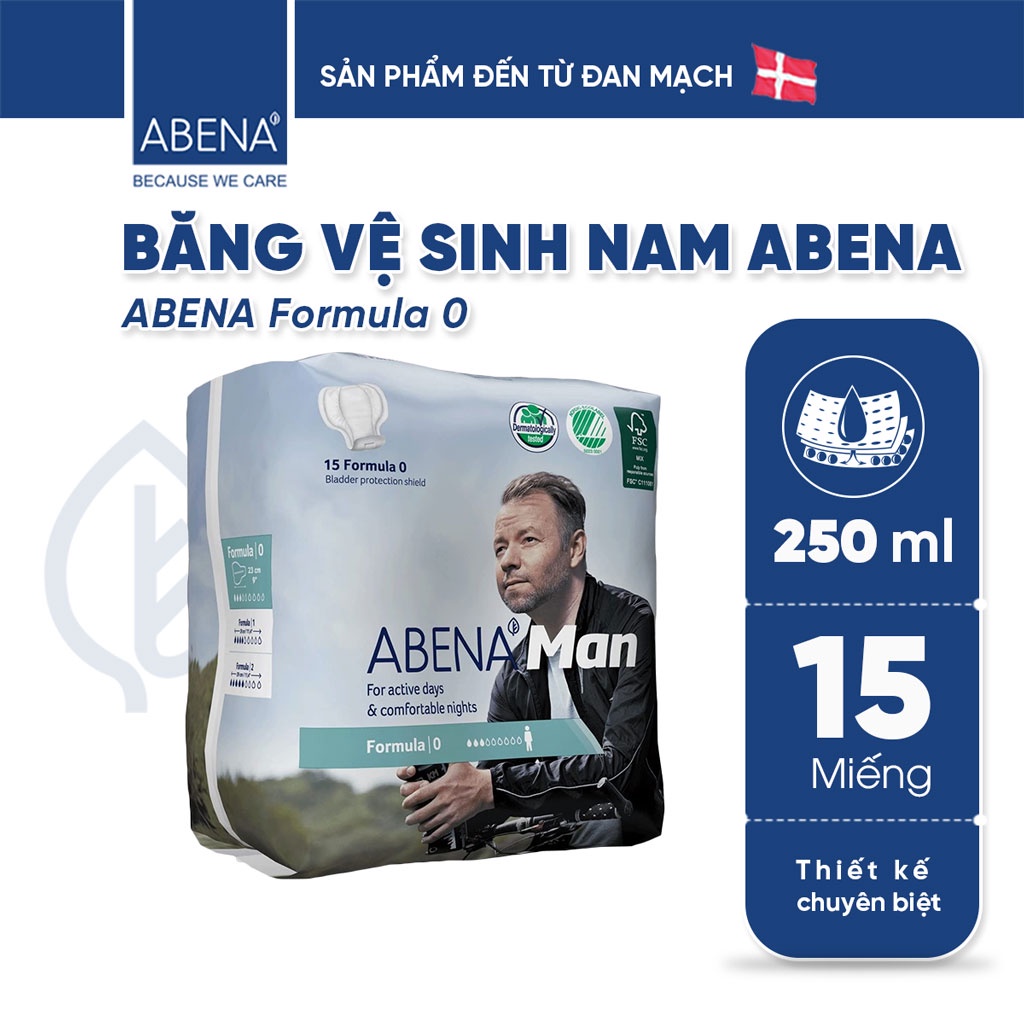 [Mã BMBAU50 giảm 7% đơn 99K] Băng vệ sinh nam Abena Formula 0 - Thấm hút 250ml (15 miếng) - Nhập khẩu Đan Mạch