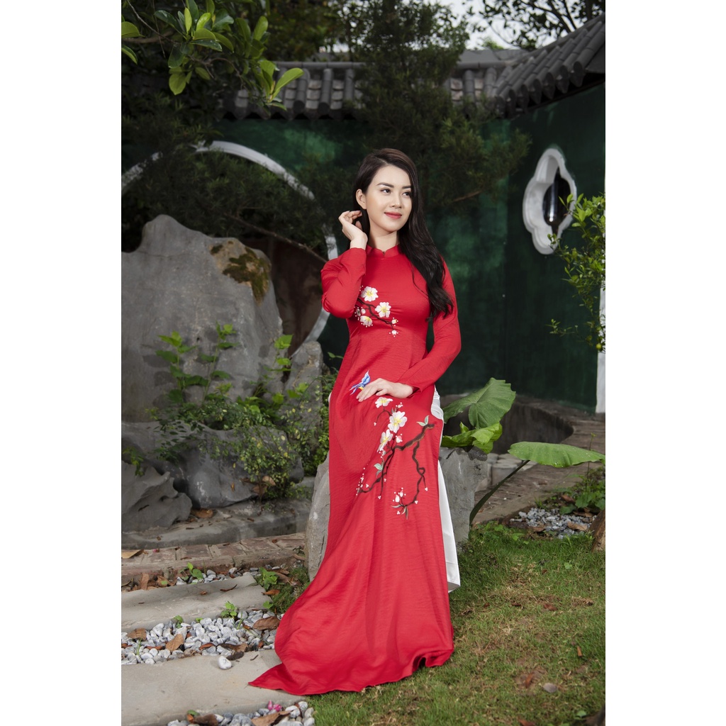 Áo dài thêu và đính kết hạt nổi ⚡️Áo dài đẹp⚡️sang trọng – Tây Phương