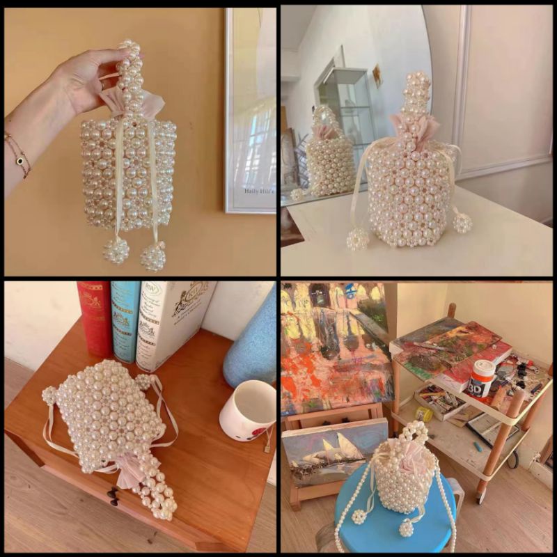 Túi Xách Nữ Đáy Tròn Handmade Làm Bằng Hạt Cườm