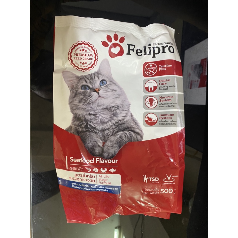 Thức ăn hạt khô Felipro cho mèo vị hải sản 500gr - lutpet