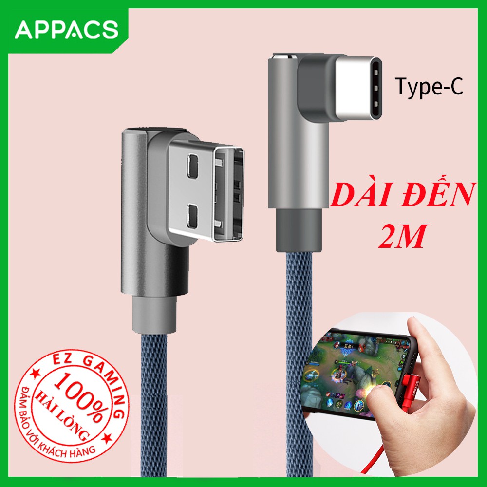 [Cáp chống vướng tay] Cáp sạc USB Type C dài 1-2m APPACS cao cấp .