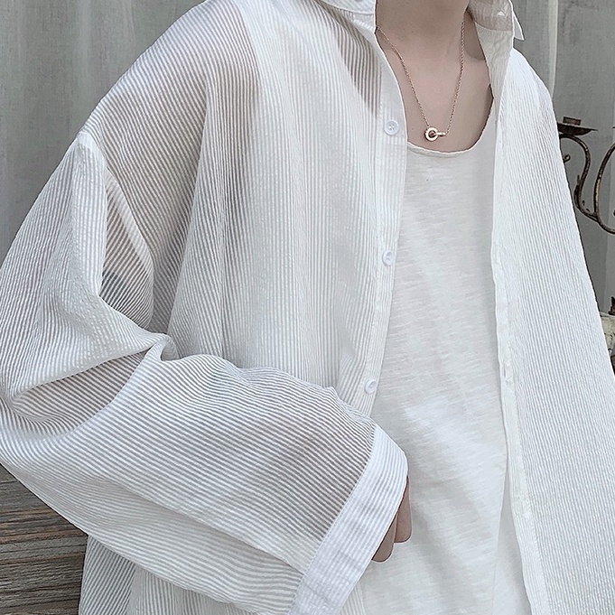 Áo Sơ Mi Tay Dài Chống Nắng Thoáng Khí Thời Trang Mùa Hè Phong Cách Hàn Quốc Cho Nam