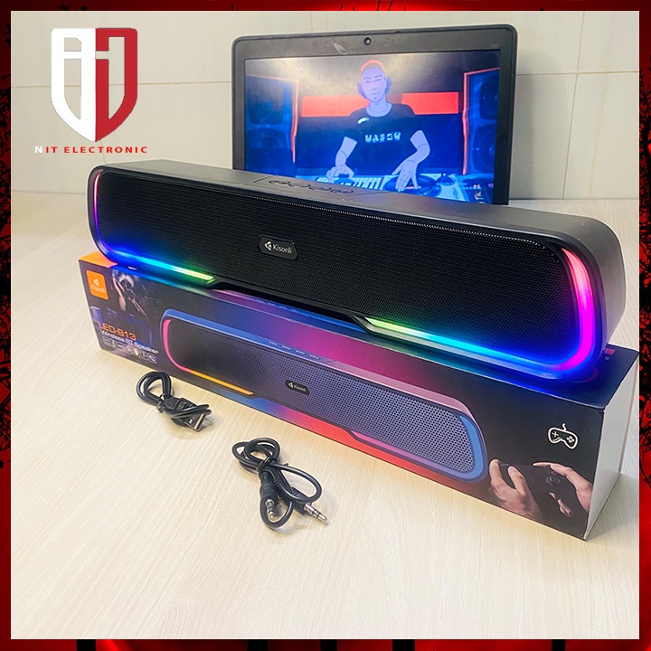 Loa bluetooth soundlbar Kisonli Led-913 máy tính nghe nhạc led RGB loa vi tính bass mạnh