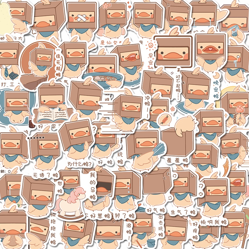 Bộ 50 Miếng Dán Trang Trí Laptop / Điện Thoại Hình Vịt Hoạt Hình Chống Thấm Nước