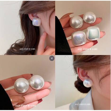 Bông Tai Mạ Bạc Đính Ngọc Trai Màu Sắc Thời Trang Hàn Quốc