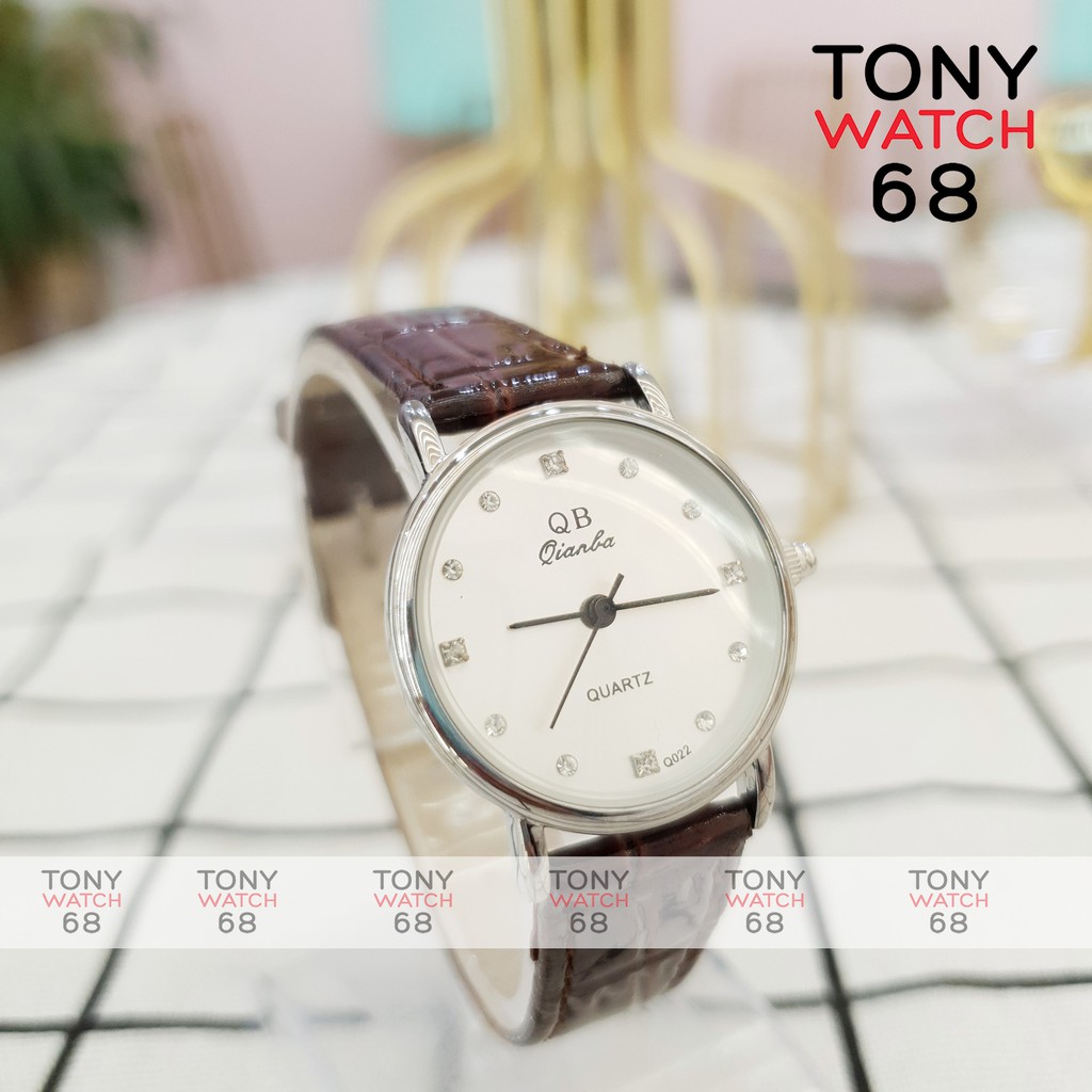 Đồng hồ nữ QB dây da viền bạc số ngọc szie 26mm sang chảnh chính hãng Tony Watch 68 | WebRaoVat - webraovat.net.vn