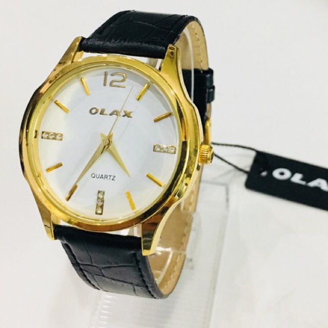 Đồng Hồ Olax-40006M Nam Dây Da Vỏ Vàng Mặt Trắng