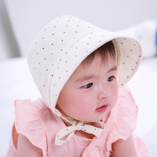 Mũ bèo caro chấm bi cotton cho bé (Ảnh thật)