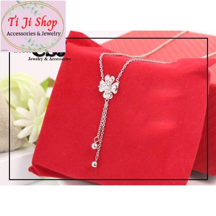 DÂY CHUYỀN NỮ CỎ BỐN LÁ ĐÍNH XOÀN RỚT BI CÁCH ĐIỆU - đẹp, không đen -