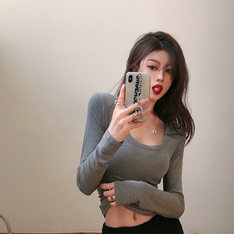 NRVP Áo Thun Nữ Dài Tay Dáng Rộng Thời Trang Hàn Quốc