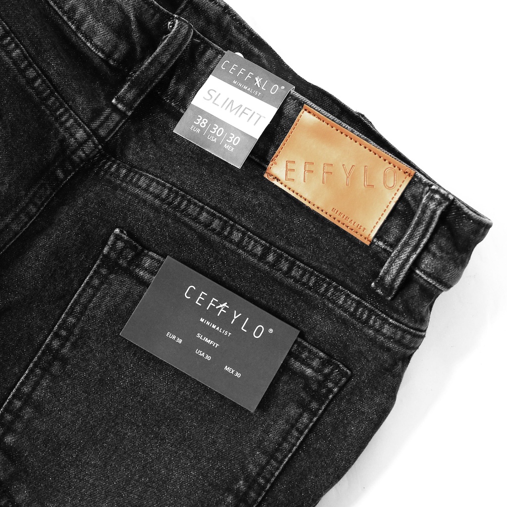 Quần Jeans rách gối Xám nam form slimfit CEFFYLO, chất Jean thun co giãn nhẹ