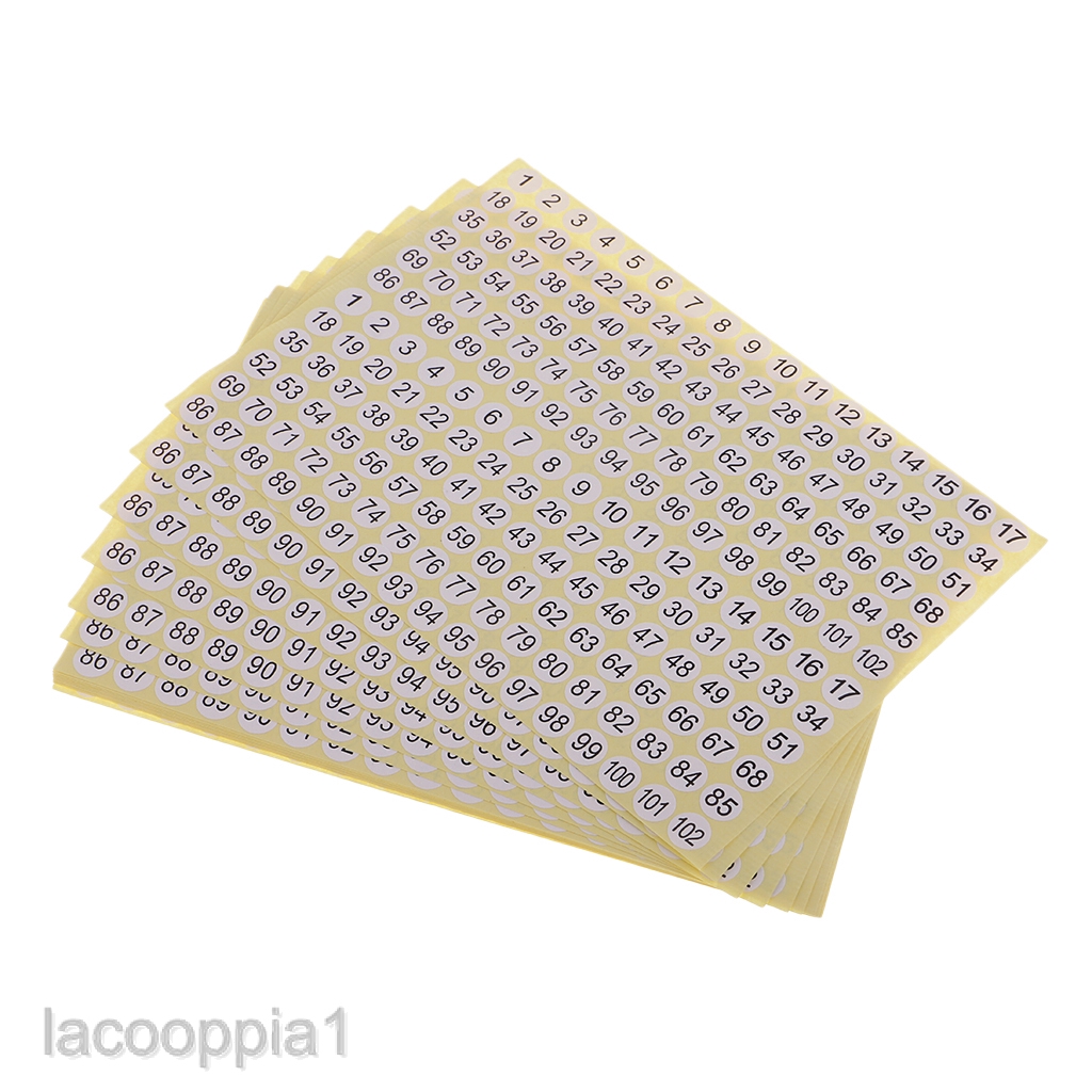 Bộ 15 tấm sticker đánh số dạng tròn chuyên dụng dán trang trí độc đáo