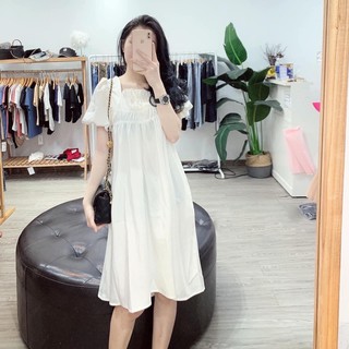 Váy lụa chun ngực dáng suông ba màu cho nữ