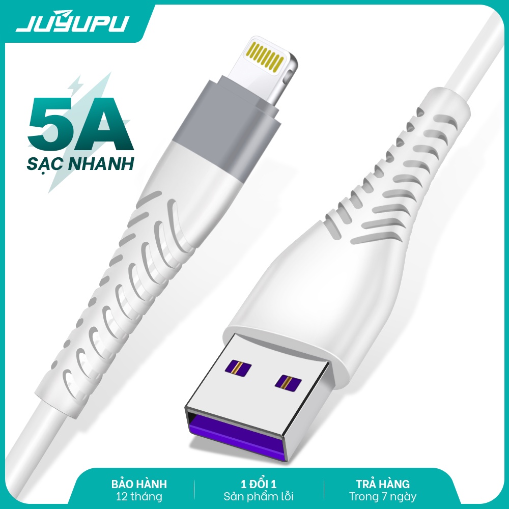 Dây sạc 5A JUYUPU TP20 bọc nhựa TPE cao cấp dài 1m sạc điện thoại chính hãng