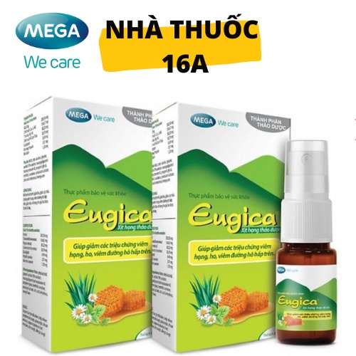 &lt;CHÍNH HÃNG&gt; XỊT HỌNG THẢO DƯỢC EUGICA MEGA - HỖ TRỢ SÁT KHUẨN, GIẢM ĐAU RÁT &amp; NGỨA CỔ HỌNG - CHAI 10ML