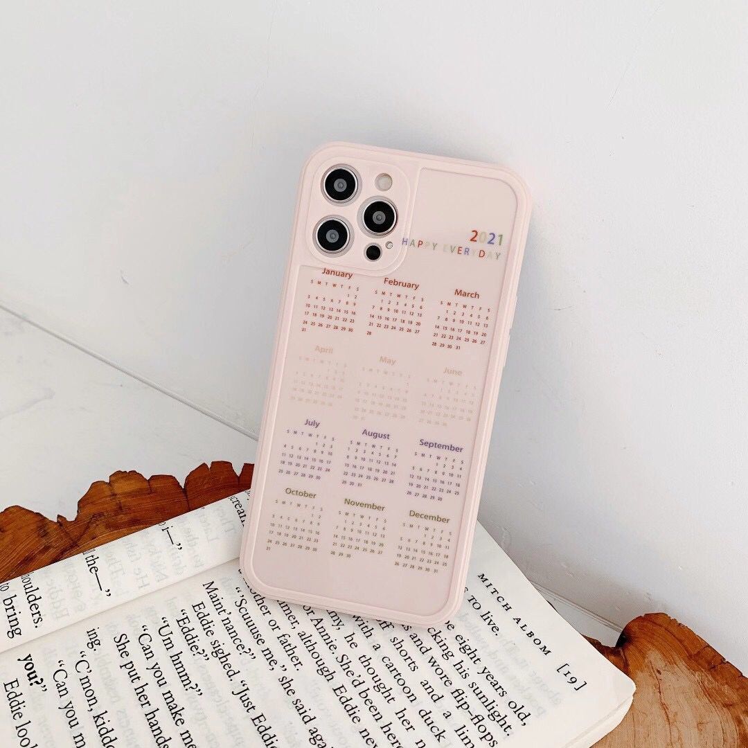 Ốp điện thoại TPU mềm in hình lịch 2021 3D bảo vệ camera cho iPhone 12pro max/mini 11Pro Max X XS Max XR SE 2020 7 8 + | BigBuy360 - bigbuy360.vn